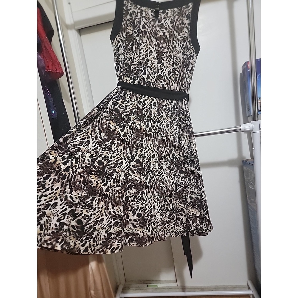 Glamour Collection Animal Print Leopard Dressy Dress Size 16 - Picture 7 of 9